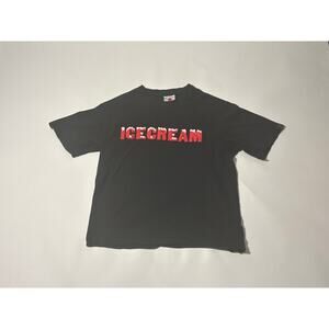 Bilionair Boys Club ICECREAM Black T-Shirt with Red Logo – Size Large